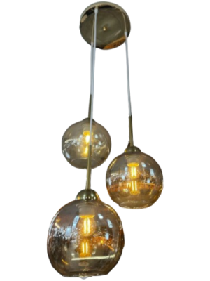 Lampara Triple Esferas de Cristal