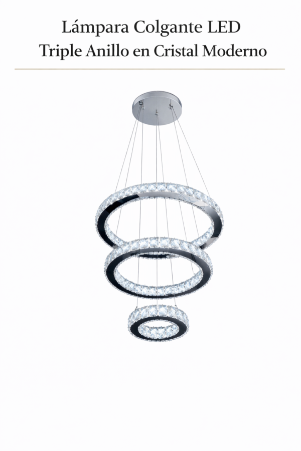 Lámpara Colgante LED - Triple Anillo en Cristal Moderno