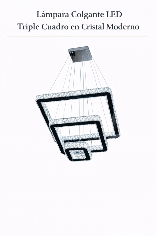 Lámpara Colgante LED - Triple Cuadro en Cristal Moderno