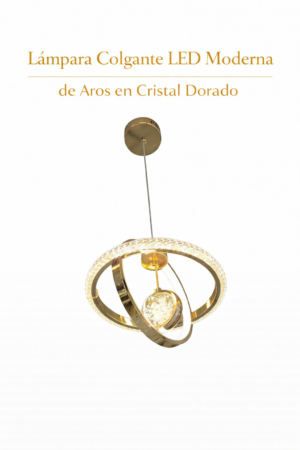 Lámpara Colgante LED – Aros en Cristal Dorado Lámpara Colgante LED – Aros en Cristal Dorado