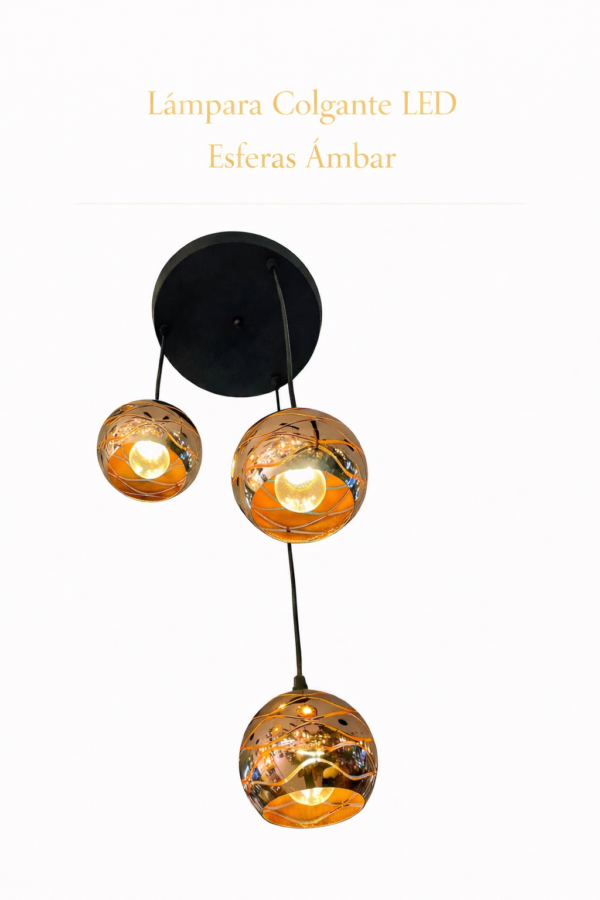Lámpara Colgante LED – Esferas Ámbar