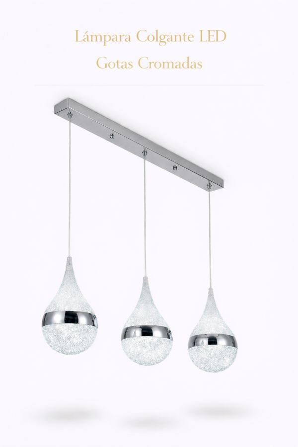 Lámpara Colgante LED – Gotas Cromadas
