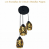 Lámpara Colgante – Decorativa con Pantallas de Cristal y Detalles Negros