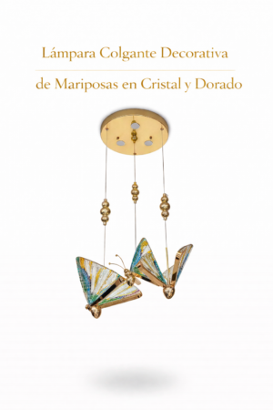 Lámpara Colgante – Mariposas en Cristal y Dorado Lámpara Colgante – Mariposas en Cristal y Dorado