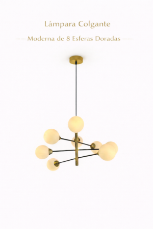 Lámpara Colgante – Moderna de 8 Esferas Doradas