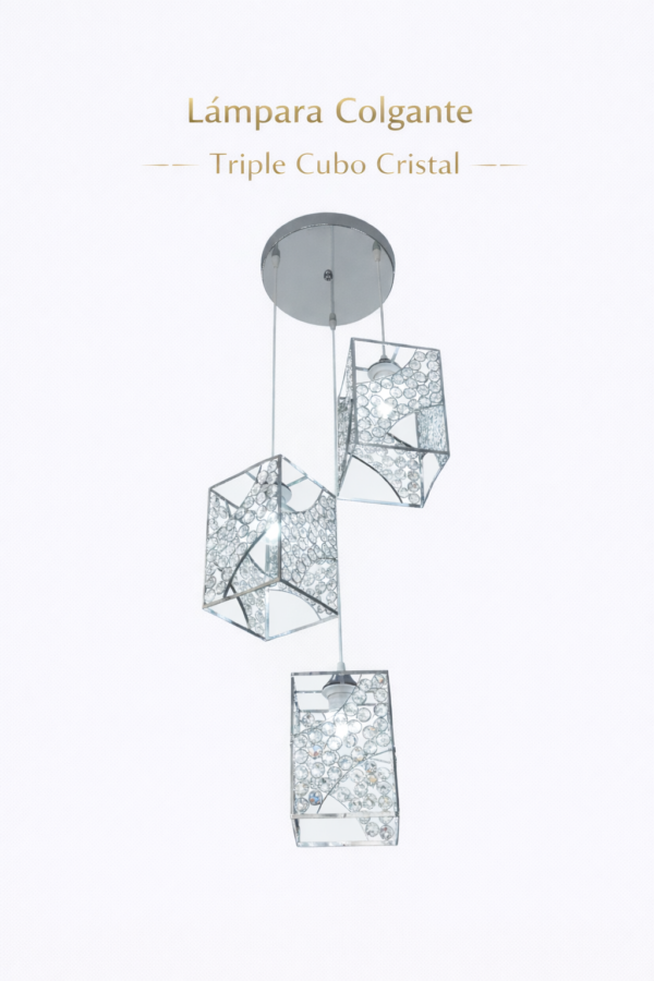 Lámpara Colgante – Triple Cubo Cristal