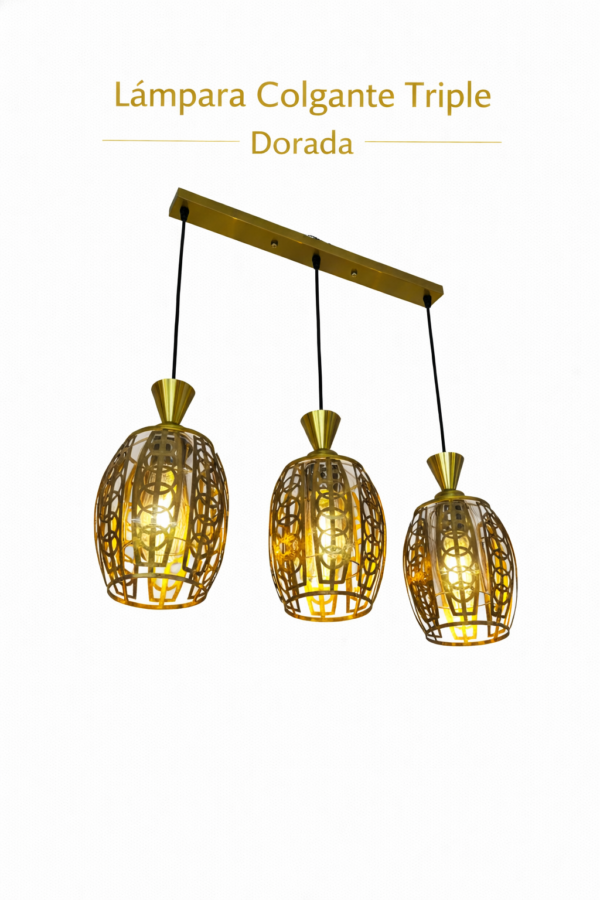 Lámpara Colgante – Triple Dorada
