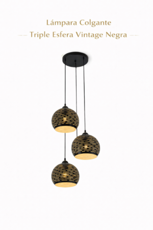 Lámpara Colgante – Triple Esfera Vintage Negra