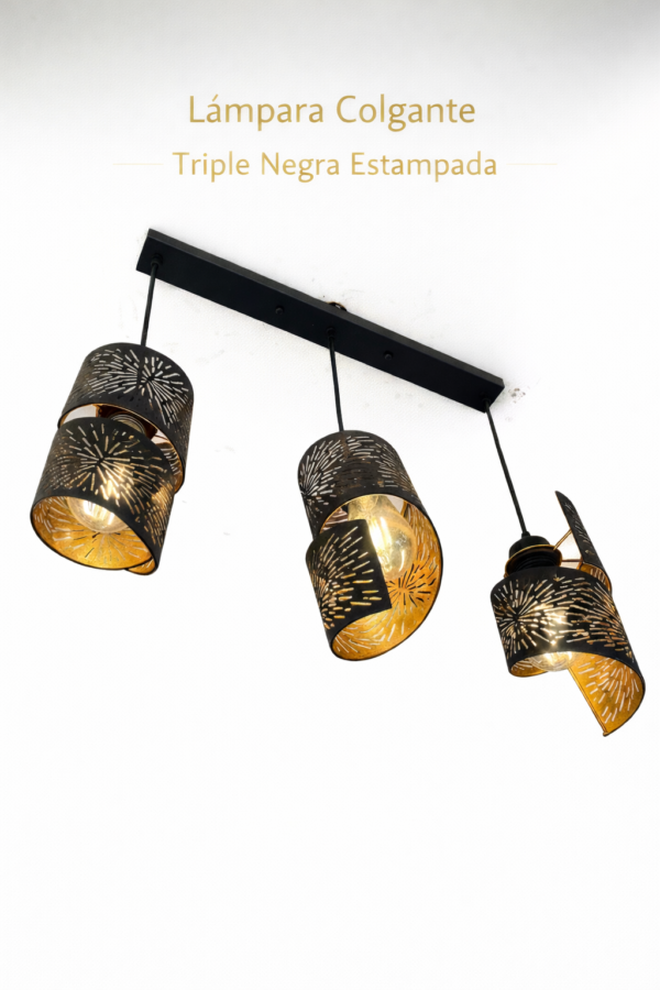 Lámpara Colgante – Triple Estampada Negra