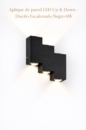 Aplique de pared LED Up & Down – Diseño Escalonado Negro 6W