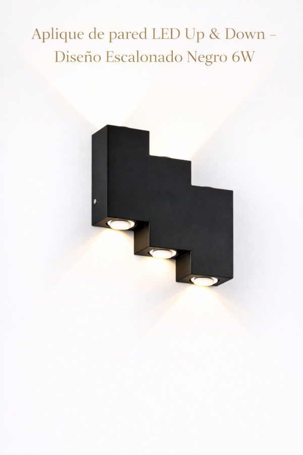Aplique de pared LED Up & Down – Diseño Escalonado Negro 6W