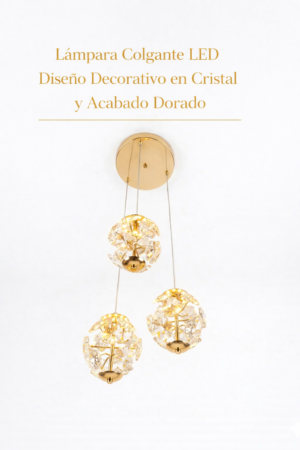 Lámpara Colgante LED – Diseño Decorativo en Cristal y Acabado Dorado Lámpara Colgante LED – Diseño Decorativo en Cristal y Acabado Dorado