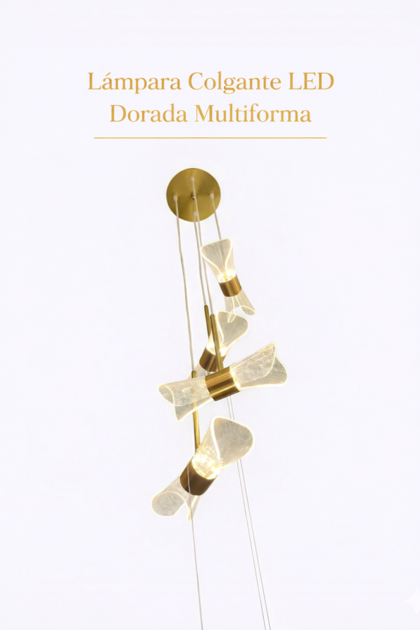 Lámpara Colgante LED – Dorada Multiforma Lámpara Colgante LED – Dorada Multiforma