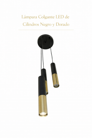Lámpara Colgante LED – Cilindros Negro y Dorado Lámpara Colgante LED – Cilindros Negro y Dorado
