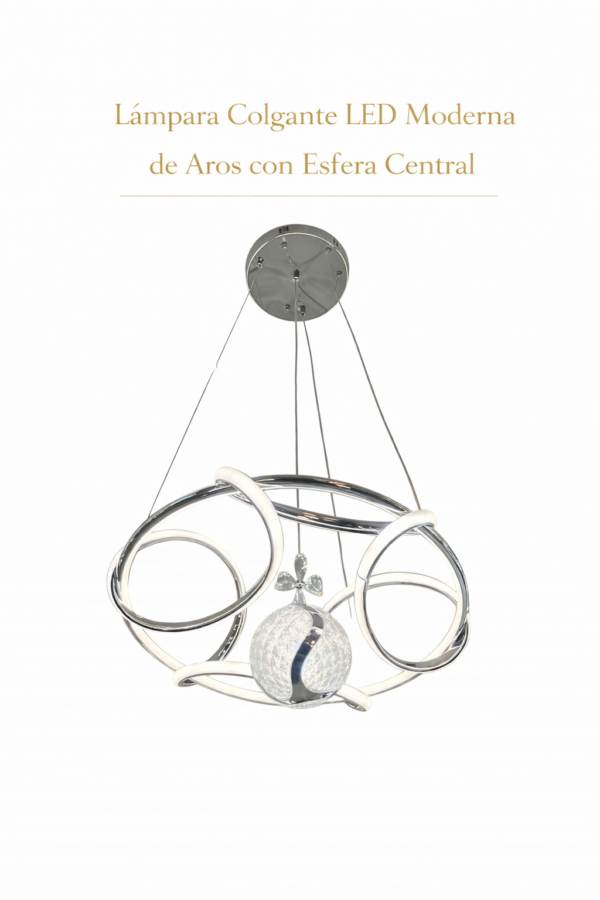 Lámpara Colgante LED – Moderna de Aros con Esfera Central
