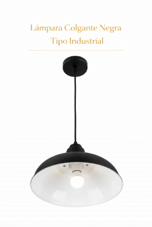 Lámpara Colgante – Tipo industrial negra