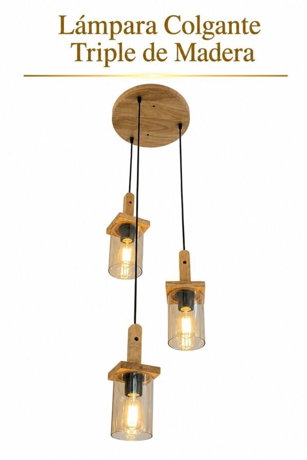 Lámpara colgante - Triple de madera