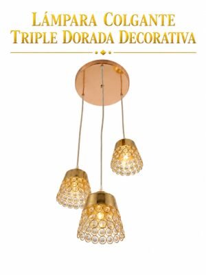 Lámpara Colgante – Triple Dorada Decorativa