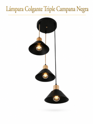 Lámpara Colgante - Triple Campana Negra